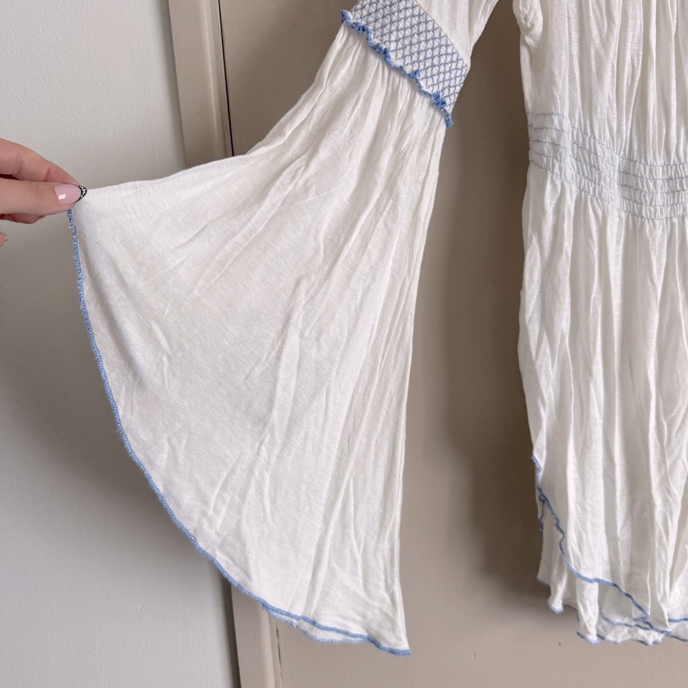 Free People White Ruffled Asymmetrical Blouse - Picture 5 of 8